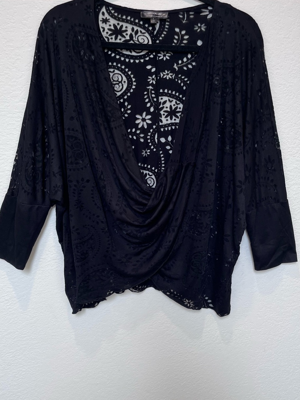 Cotton On Black Draped Tunic Top
